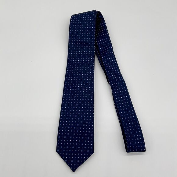 English Laundry Christopher‎ Wicks 100% Silk Blue Squares Logo Neck Tie - Picture 2 of 5